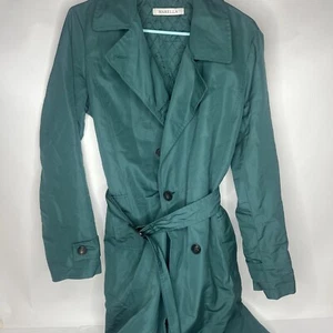 Women’s Marella Green Belted Trench Coat Sz 12 - Picture 1 of 12
