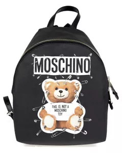 TEDDY PIN TEDDY MADE IN ITALY Women's Moschino Bag Backpack Black 7A76338210 1555 - Picture 1 of 11