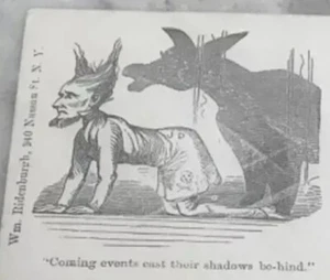 COPERTINA PATRIOTTICA GUERRA CIVILE - JEFF DAVIS con JACKASS SHADOW -Wm. Ridenburgh - SCARCE! - Foto 1 di 2