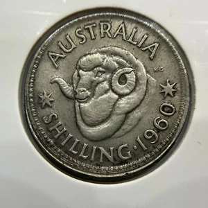 1960 Shilling Error Coin - Struck out of Collar w Lip EF - Silver Elizabeth II - Bild 1 von 2