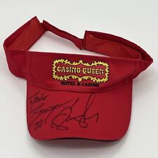 Casino Queen Visor Hat - Red StrapBack Golf Cap EUC - Signed Unknown Autograph