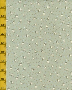 Fat Quarter Down Veggie Patch Mini Mushrooms Green 100% Cotton Quilting Fabric - Picture 1 of 1