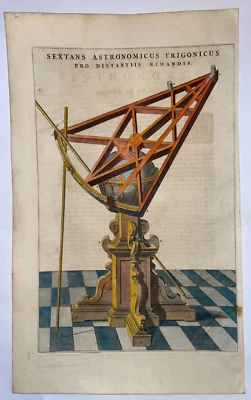SEXTANTE ASTRONÓMICO 1663 WILLEM BLAEU VISTA ANTIGUA (REALIMENTADO CON ORO) Foto 1 de 3