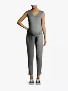New Maternity Tank Jumpsuit w Tie Relax Fit Heather Grey Soft Material - Picture 1 of 5