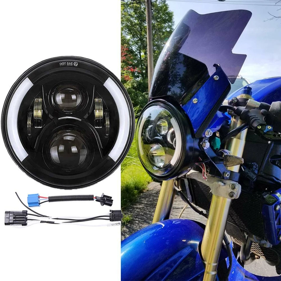 Faro proyector LED 7" haz alto bajo DRL señal de giro para Harley Davidson EE. UU. Foto 1 de 4