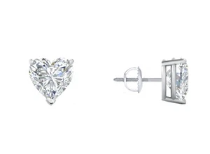 Pendientes de oro blanco 14K reales de oro blanco 14K creados con forma de corazón de 5,50 quilates atornilladores - Imagen 1 de 3