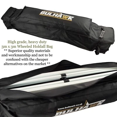 BULHAWK 3x3m (or 2.5x2.5m) HIGH GRADE POP UP GAZEBO WHEELED HOLDALL STORAGE BAG