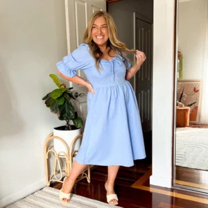 SASS MILA MIDI DRESS - CHAMBRAY LINEN REVERSIBLE DRESS -SIZE 8-20 - RRP $99.95 - Picture 1 of 7