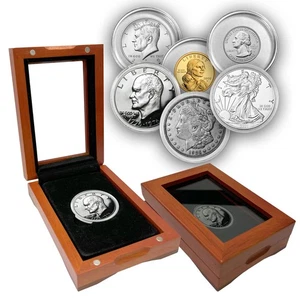 Einzelne Münzvitrine Holz - Bild 1 von 6