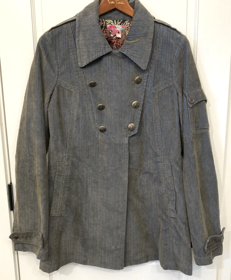 Chaqueta Buffalo Pana Azul Oliva Botones L Steampunk Hada Ecuestre Grunge Foto 1 de 4