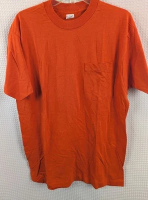 Винтажный BVD одиночный стежок оранжевый расчесанный хлопок карман футболка новый без ЯРЛЫКОВ Sz XL - Изображение 1 из 4