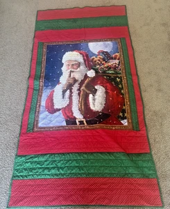 Vintage Handmade Christmas/Thanksgiving Santa Claus Quilt 80”/40” - Picture 1 of 16