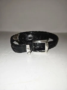 Cabelas Men's Genuine Leather Black Belt Basket Weave Braided 38” EUC - Picture 1 of 4