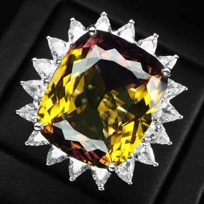 RARO! ANILLOS BI COLOR AMERTINO 26CT PLATA ESTERLINA 925 CHAPADOS EN ORO BLANCO TALLA 6 Foto 1 de 4