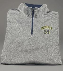 University Of Michigan Wolverines 1/4 Zip Long Sleeve T Shirt Mens Large Gray - Picture 1 of 12