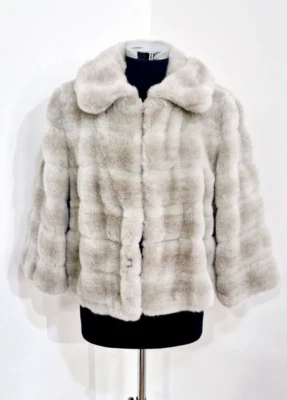 Giacca pelliccia Marella taglia 14 off white finta Max Mara manica 3/4 lunghezza corta  - Immagine 1 di 4