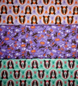 Hunde Hund My Friend Polly Hamburger Liebe Baumwolle Meterware Hilco lila orange - Bild 1 von 5