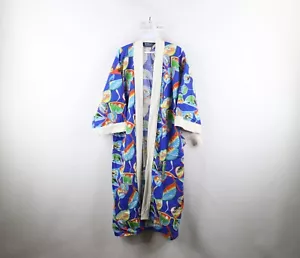 Deadstock Vtg 70s Mens OSFA Beach Surfing All Over Print Bath Robe Lounge USA - Picture 1 of 14