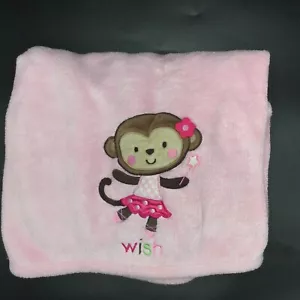 Child Of Mine Wish Pink Monkey Baby Blanket Carters - Picture 1 of 5