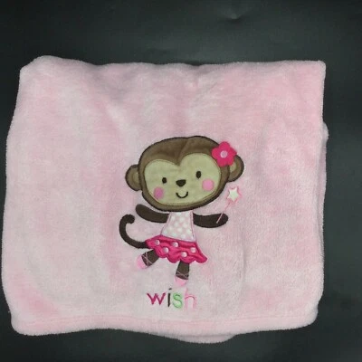 Child Of Mine Wish Pink Monkey Baby Blanket Carters  - Image 1 of 4