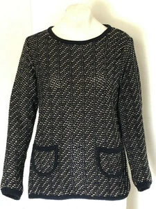 LOVELY!! Barely Worn Black & Beige Weave Jumper - From M&S Collection - Size 14 - Picture 1 of 5