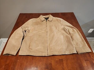 Liz Claiborne Tan Suede Zip Up Jacket Women's Size XL RN 52002 - Picture 1 of 13