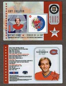 2002 Canada Post NHL All-Stars Canadiens Guy Lafleur Laminated Stamp Card
