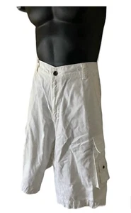 COOGI Shorts Mens Size 38 White Long Cargo Pockets Cotton Y2k - Picture 1 of 6