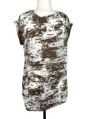 3.1 Philip Lim Brown White Burnout Sheer Top Shirt Women's Size L - Image 1 of 4