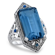 6 CT. SIM AQUAMARINE OPAL VICTORIAN DESIGN .925 STERLING SILVER RING,       #283