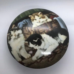 cat Trinket dish MCLS French porcelain with lid 6” flawless kitty Candy dish - Imagen 1 de 6