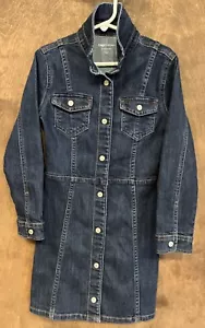 Gap Kids Snap-Up Dark Wash Denim Dress Size Small Regular Front Pockets - Picture 1 of 13