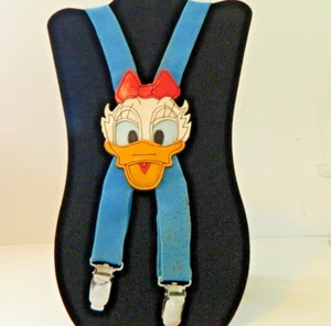 DAISY DUCK SUSPENDERS,KIDS,FACE IS LEATHER W/ADJUSTABLE STRAPS,WALT DISNEY PROD. - Picture 1 of 9