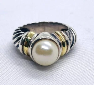 David Yurman Ring Sterlingsilber 925 14K 585 mit 7,7 mm Perle Größe 5 - Bild 1 von 9