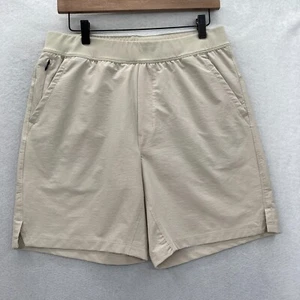 Public Rec Shorts Mens 32 Beige Flex Elastic Waist Zip Pocket Athletic Casual - Picture 1 of 11