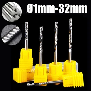 Ø 1-32mm VHM Schaftfräser MDF Holzfräser  Einzahnfräser Spiralnut CNC Oberfräse - Bild 1 von 40