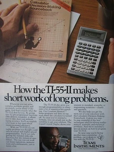 7/1982 PUB TEXAS INSTRUMENTS ELECTRONICS TI-55-II CALCULATOR CALCULATRICE AD - Bild 1 von 1