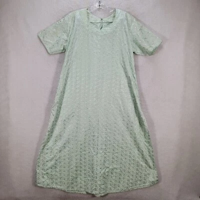 Vestido túnica midi de cachemira de algodón verde salvia de doble abertura línea A para mujer talla L Foto 1 de 4