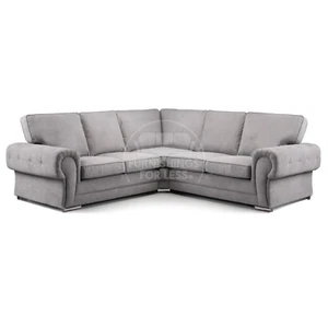 Milan Grey Chenille Corner 3 + 2 Sofa Living Room Seating L Shape Full Back - Picture 1 of 19