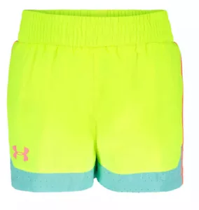 NWT UNDER ARMOUR GIRLS KIDS NEON YELLOW SPRINT SHORTS SIZE 6 ~ MSRP $20.00 - Picture 1 of 9