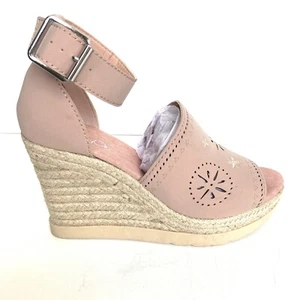 Sandalias de cuña Sugar Peep Toe rubor alpargata Nubuck - NUEVAS - Talla 7,5 - Imagen 1 de 8