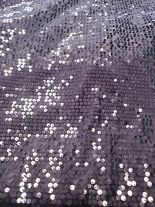 Gray Silver Sequin Velour Knit Fabric Special Occasion By the Yard - Picture 1 of 3