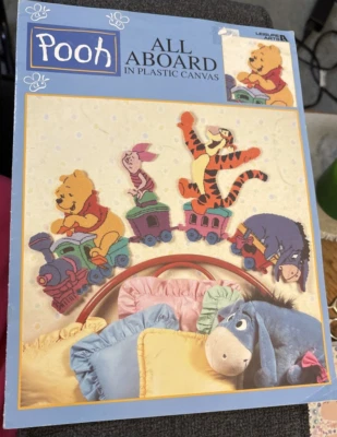 Vtg Rare Leisure Arts Pooh ALL ABOARD in Plastic Canvas Pattern 1999 Bk - Image 1 of 4