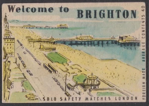 Safety Matches Matchbox Label - Brighton, Solo Safety London UK - Picture 1 of 1
