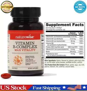 SUPER B-COMPLEX Biotin B1 B2 B3 B6 B7 Folic Acid B12 Boost Energy Antioxidant - Picture 1 of 4