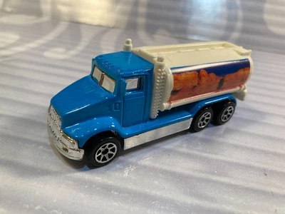 HOT WHEELS  loose = PETERBILT FUEL TANKER TRUCK = BLUE & WHITE - Image 1 of 2