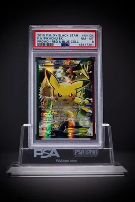 2016 Pokemon XY Black Star Promo Red & Blue Collection XY124 FA Pikachu EX PSA 8 - Image 1 of 2