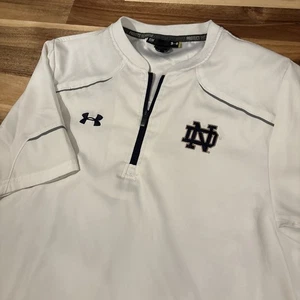 Under Armour Notre Dame weiß Viertelreißverschluss Trainer Windbreaker Pullover - Small - Bild 1 von 9