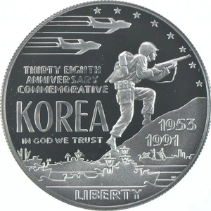 1991-P Proof Korean War Commemorative Silver Dollar $1 *4539 - Picture 1 of 3