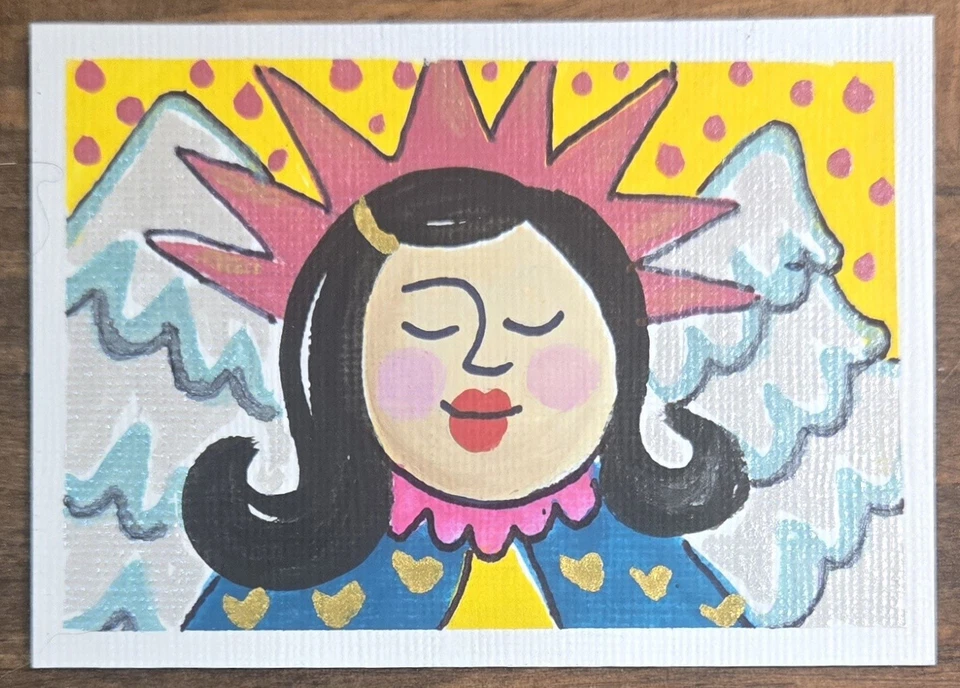 ACEO PINTURA ORIGINAL GOUACHE ACUARELA ÁNGEL NIÑA METALIZADO COLORIDO LINDO ARTE Foto 1 de 1
